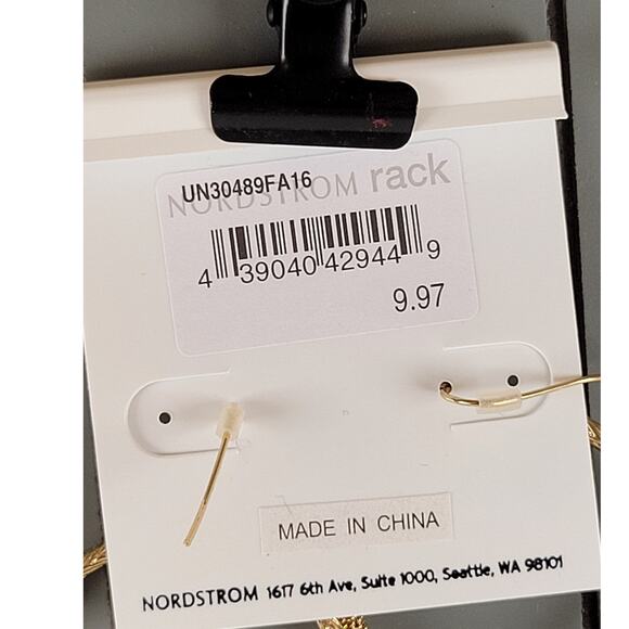 Textured Gold Tone Large Hoop Earrings NWT Nordstrom Rack 14th & Union 2" - Picture 6 of 7